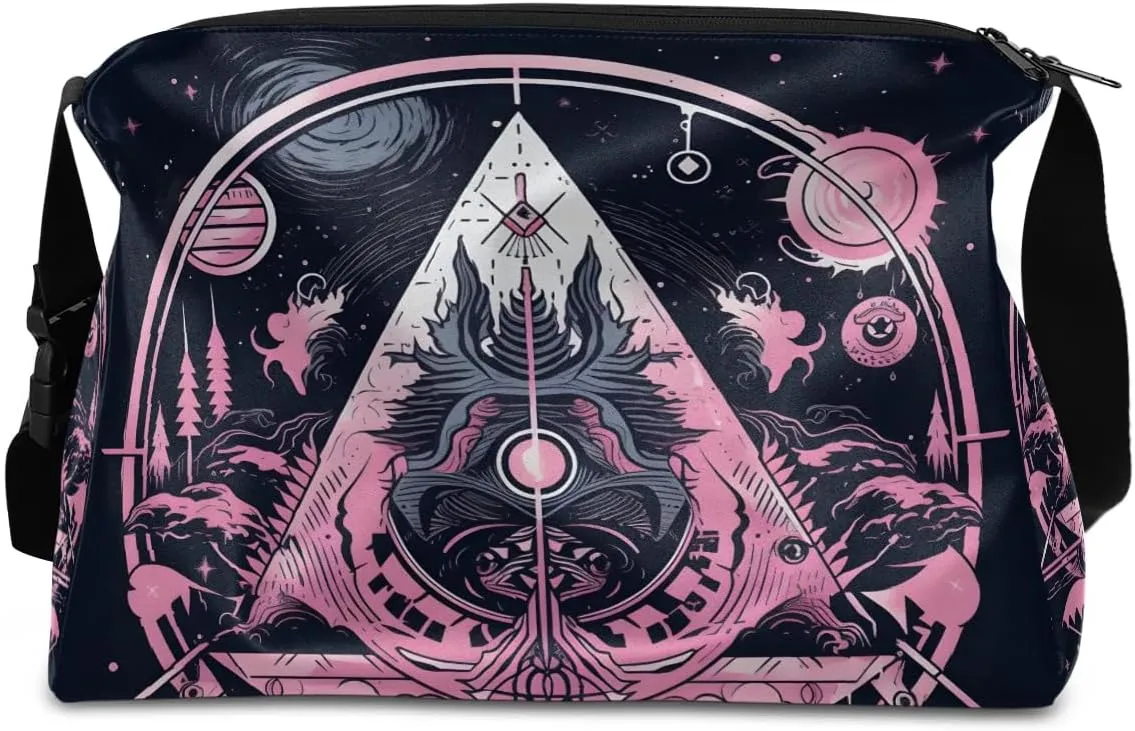 Gym Bags for Men 14.8 Inch Lightweight Carry On Bags for Airplanes Waterproof Duffle Bag for Travel, Magic Array Retro Print