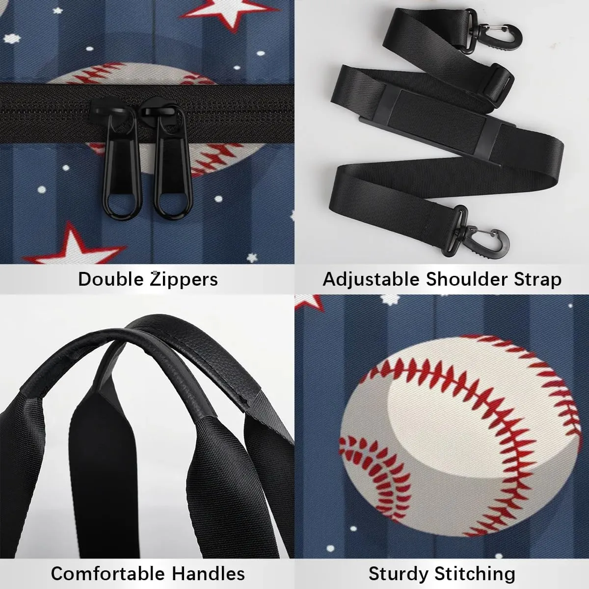 Gym Bags for Men Women Baseballs Stars Sports Duffel Bags Carry On Travel Duffle Bag with Detachable Adjustable Shoulder Strap Overnight Weekender Bag