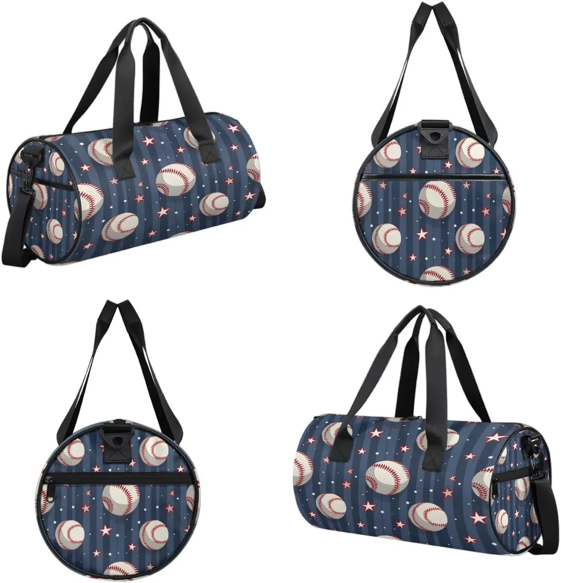 Gym Bags for Men Women Baseballs Stars Sports Duffel Bags Carry On Travel Duffle Bag with Detachable Adjustable Shoulder Strap Overnight Weekender Bag