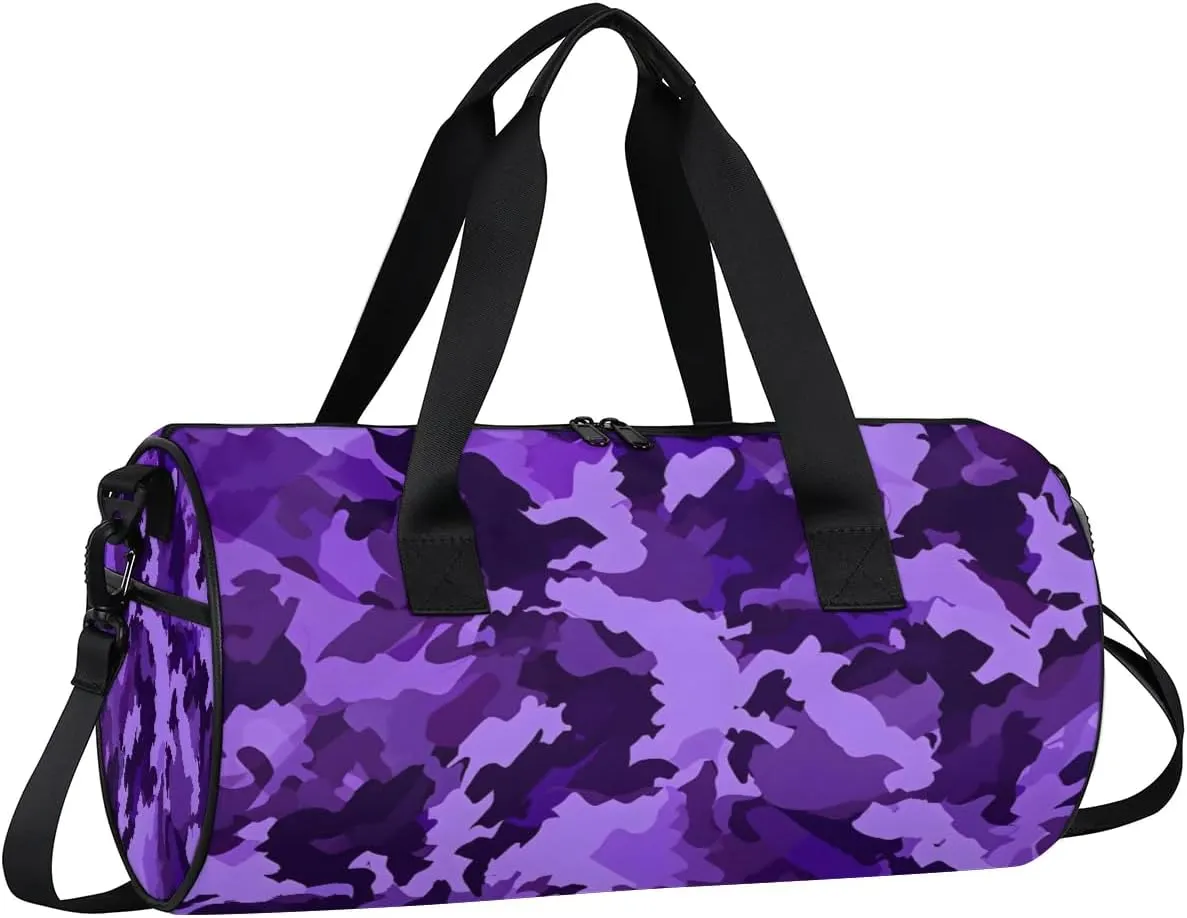 Gym Bags for Men Women Beautiful Camouflage Sports Duffel Bags Carry On Travel Duffle Bag with Detachable Adjustable Shoulder Strap Overnight Weekender Bag