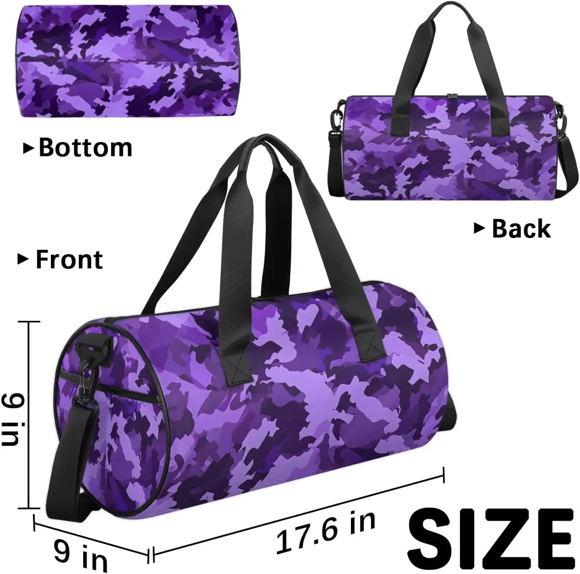 Gym Bags for Men Women Beautiful Camouflage Sports Duffel Bags Carry On Travel Duffle Bag with Detachable Adjustable Shoulder Strap Overnight Weekender Bag