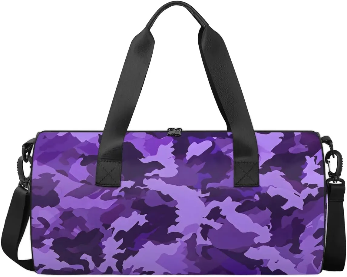 Gym Bags for Men Women Beautiful Camouflage Sports Duffel Bags Carry On Travel Duffle Bag with Detachable Adjustable Shoulder Strap Overnight Weekender Bag