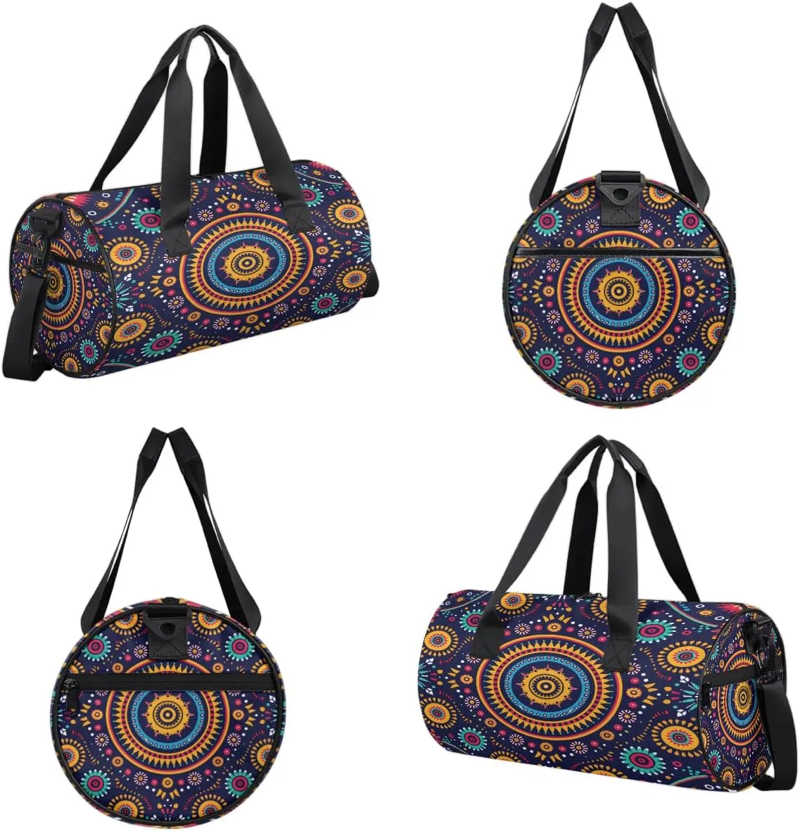 Gym Bags for Men Women Boho Floral Print Sports Duffel Bags Carry On Travel Duffle Bag with Detachable Adjustable Shoulder Strap Overnight Weekender Bag