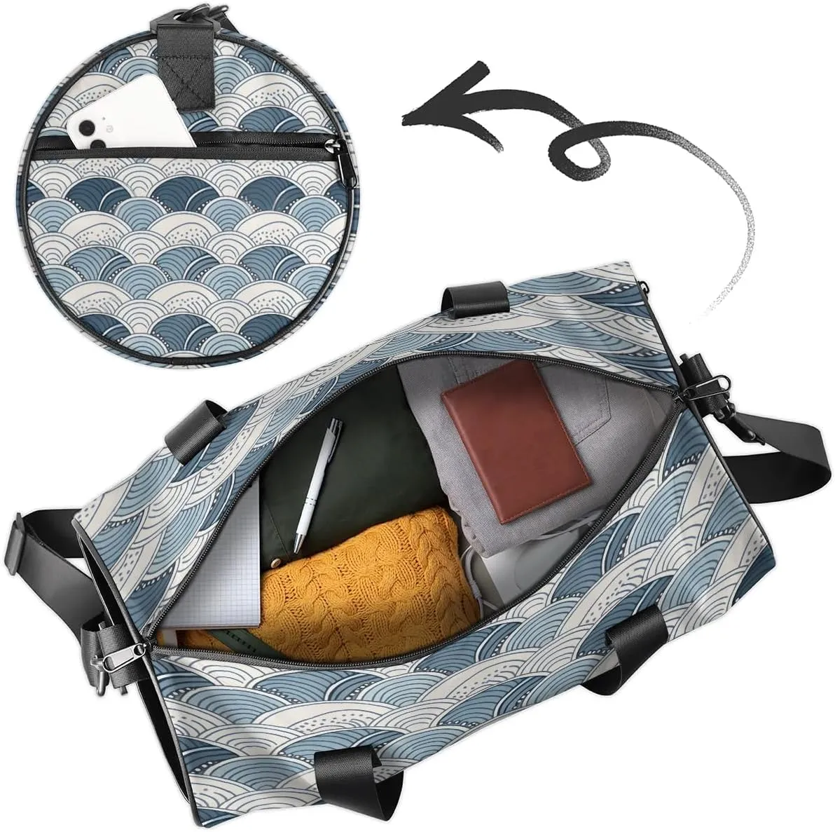 Gym Bags for Men Women Boho Print Sports Duffel Bags Carry On Travel Duffle Bag with Detachable Adjustable Shoulder Strap Overnight Weekender Bag