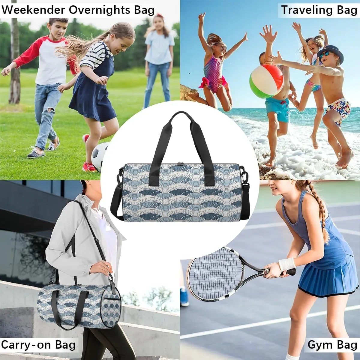 Gym Bags for Men Women Boho Print Sports Duffel Bags Carry On Travel Duffle Bag with Detachable Adjustable Shoulder Strap Overnight Weekender Bag