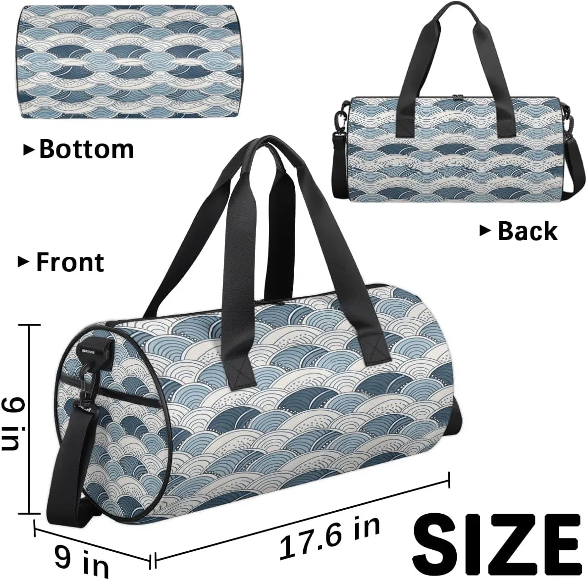 Gym Bags for Men Women Boho Print Sports Duffel Bags Carry On Travel Duffle Bag with Detachable Adjustable Shoulder Strap Overnight Weekender Bag