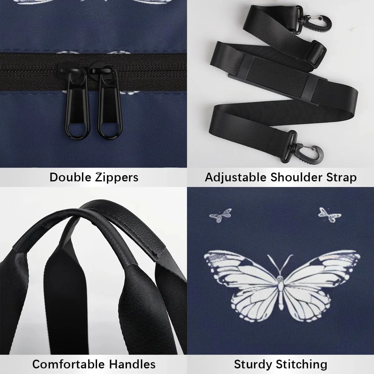 Gym Bags for Men Women Butterflies Pattern Sports Duffel Bags Carry On Travel Duffle Bag with Detachable Adjustable Shoulder Strap Overnight Weekender Bag