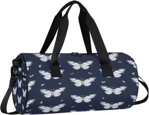 Gym Bags for Men Women Butterflies Pattern Sports Duffel Bags Carry On Travel Duffle Bag with Detachable Adjustable Shoulder Strap Overnight Weekender Bag