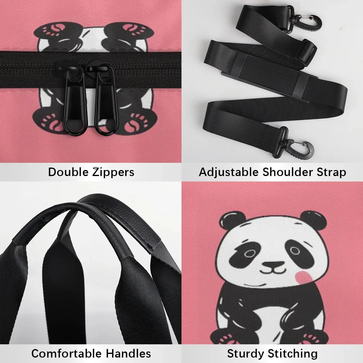 Gym Bags for Men Women Cartoon Pandas Sports Duffel Bags Carry On Travel Duffle Bag with Detachable Adjustable Shoulder Strap Overnight Weekender Bag