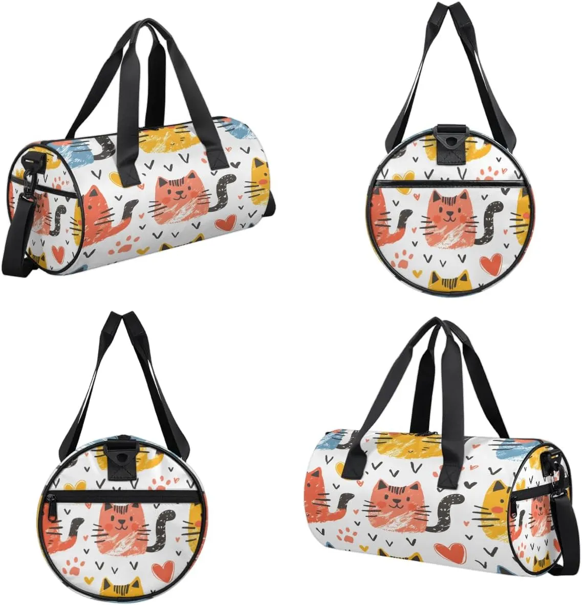 Gym Bags for Men Women Cat Print Sports Duffel Bags Carry On Travel Duffle Bag with Detachable Adjustable Shoulder Strap Overnight Weekender Bag