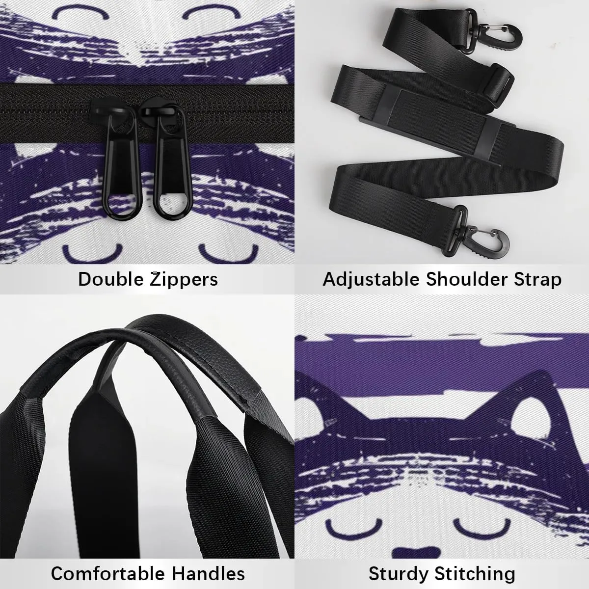 Gym Bags for Men Women Cats Stripes Sports Duffel Bags Carry On Travel Duffle Bag with Detachable Adjustable Shoulder Strap Overnight Weekender Bag