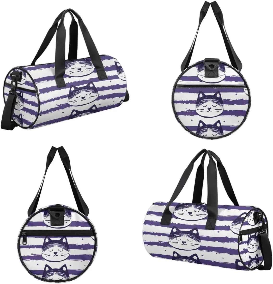 Gym Bags for Men Women Cats Stripes Sports Duffel Bags Carry On Travel Duffle Bag with Detachable Adjustable Shoulder Strap Overnight Weekender Bag