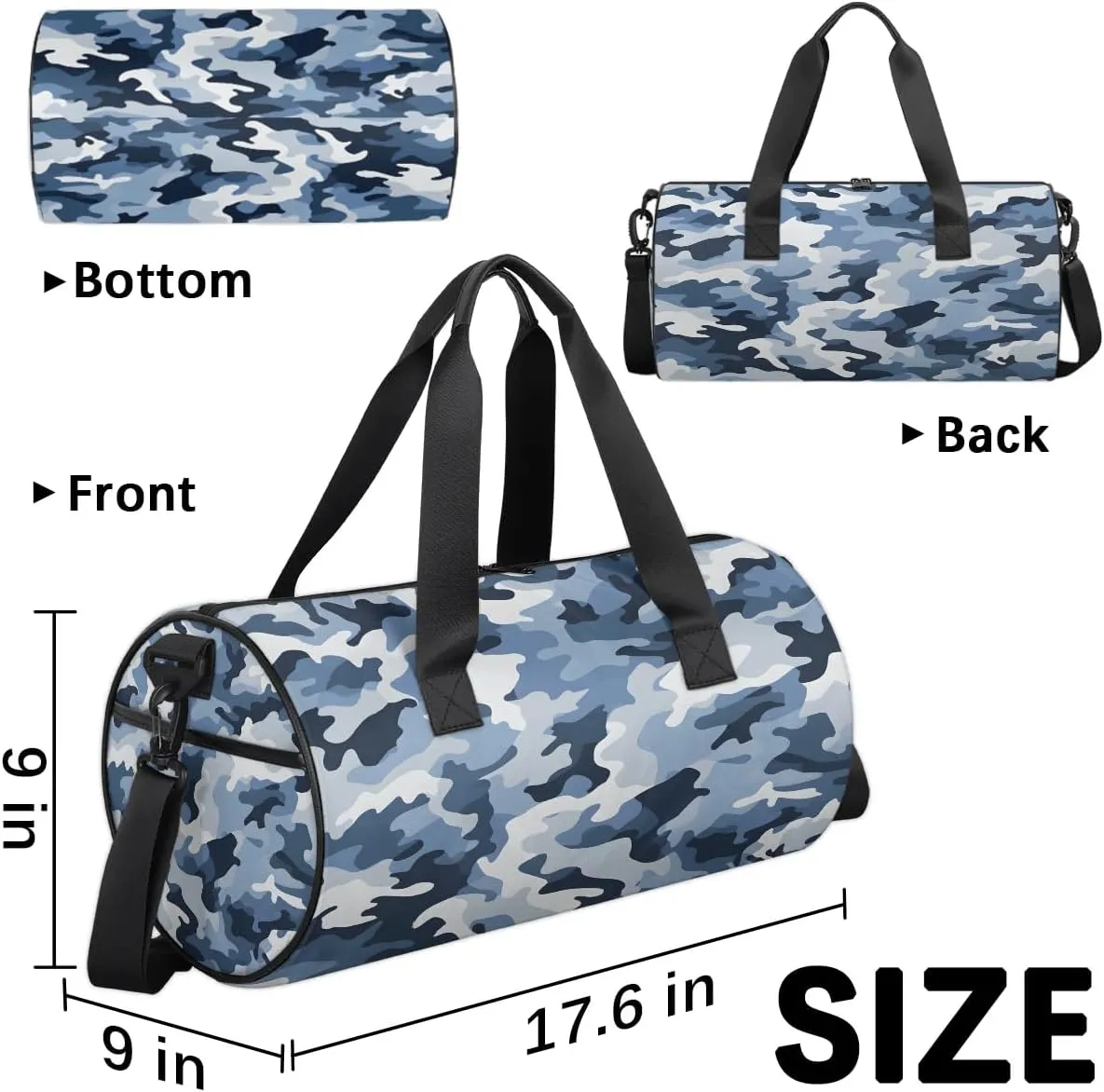 Gym Bags for Men Women Classic Camo Sports Duffel Bags Carry On Travel Duffle Bag with Detachable Adjustable Shoulder Strap Overnight Weekender Bag