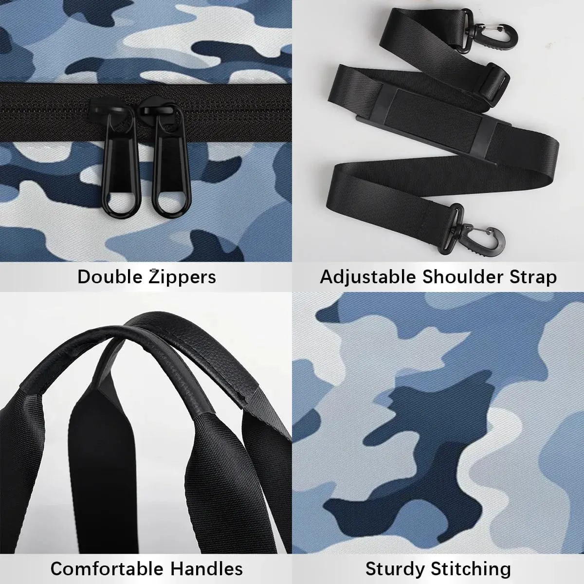 Gym Bags for Men Women Classic Camo Sports Duffel Bags Carry On Travel Duffle Bag with Detachable Adjustable Shoulder Strap Overnight Weekender Bag