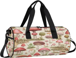 Gym Bags for Men Women Cute Mushroom Sports Duffel Bags Carry On Travel Duffle Bag with Detachable Adjustable Shoulder Strap Overnight Weekender Bag