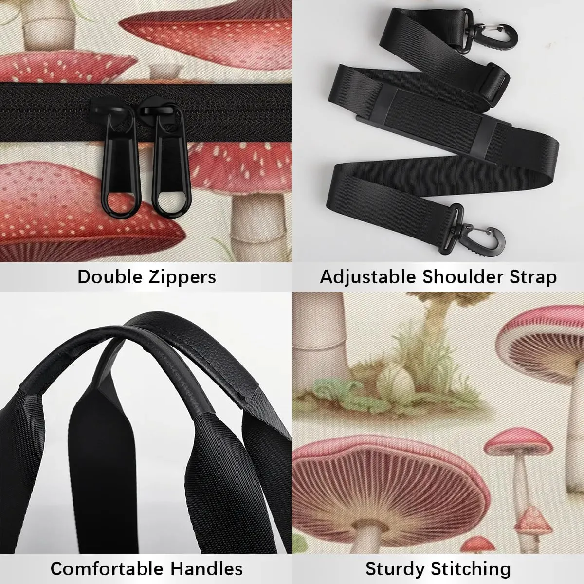 Gym Bags for Men Women Cute Mushroom Sports Duffel Bags Carry On Travel Duffle Bag with Detachable Adjustable Shoulder Strap Overnight Weekender Bag
