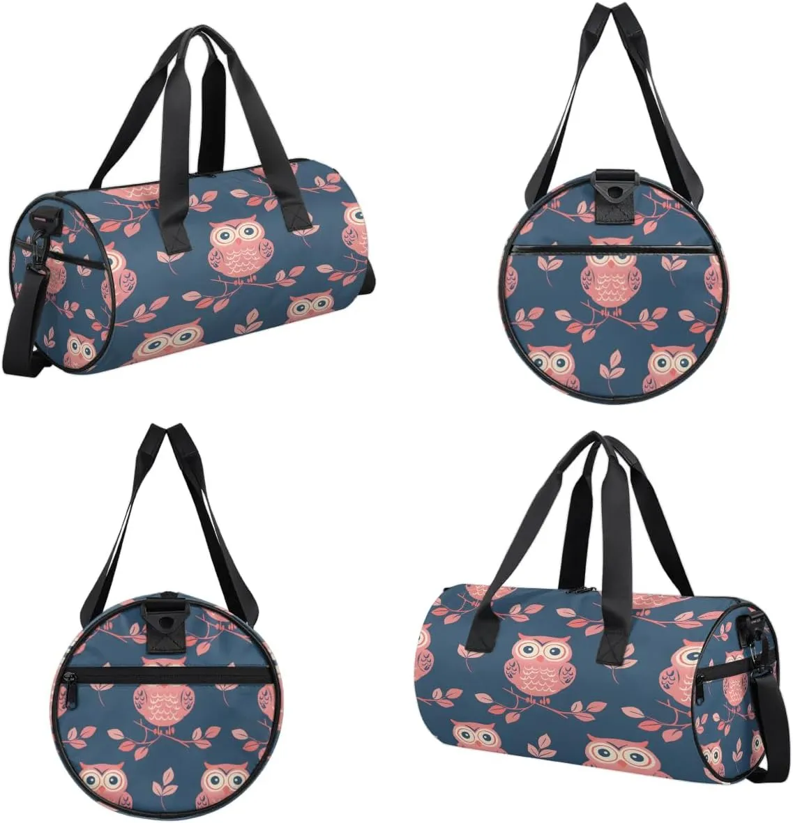 Gym Bags for Men Women Cute Owl Branch Sports Duffel Bags Carry On Travel Duffle Bag with Detachable Adjustable Shoulder Strap Overnight Weekender Bag