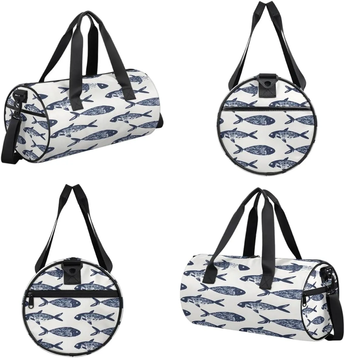 Gym Bags for Men Women Fishes Printed Sports Duffel Bags Carry On Travel Duffle Bag with Detachable Adjustable Shoulder Strap Overnight Weekender Bag