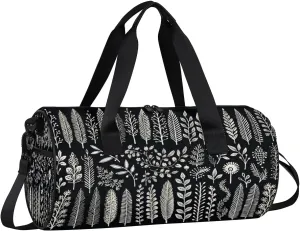 Gym Bags for Men Women Leaves Plants Sports Duffel Bags Carry On Travel Duffle Bag with Detachable Adjustable Shoulder Strap Overnight Weekender Bag