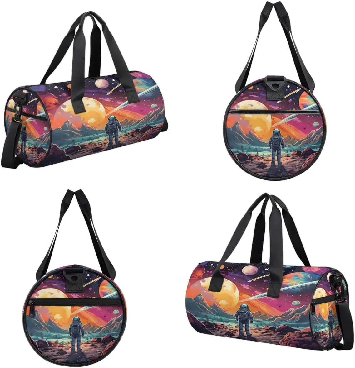 Gym Bags for Men Women Space Astronaut Sports Duffel Bags Carry On Travel Duffle Bag with Detachable Adjustable Shoulder Strap Overnight Weekender Bag