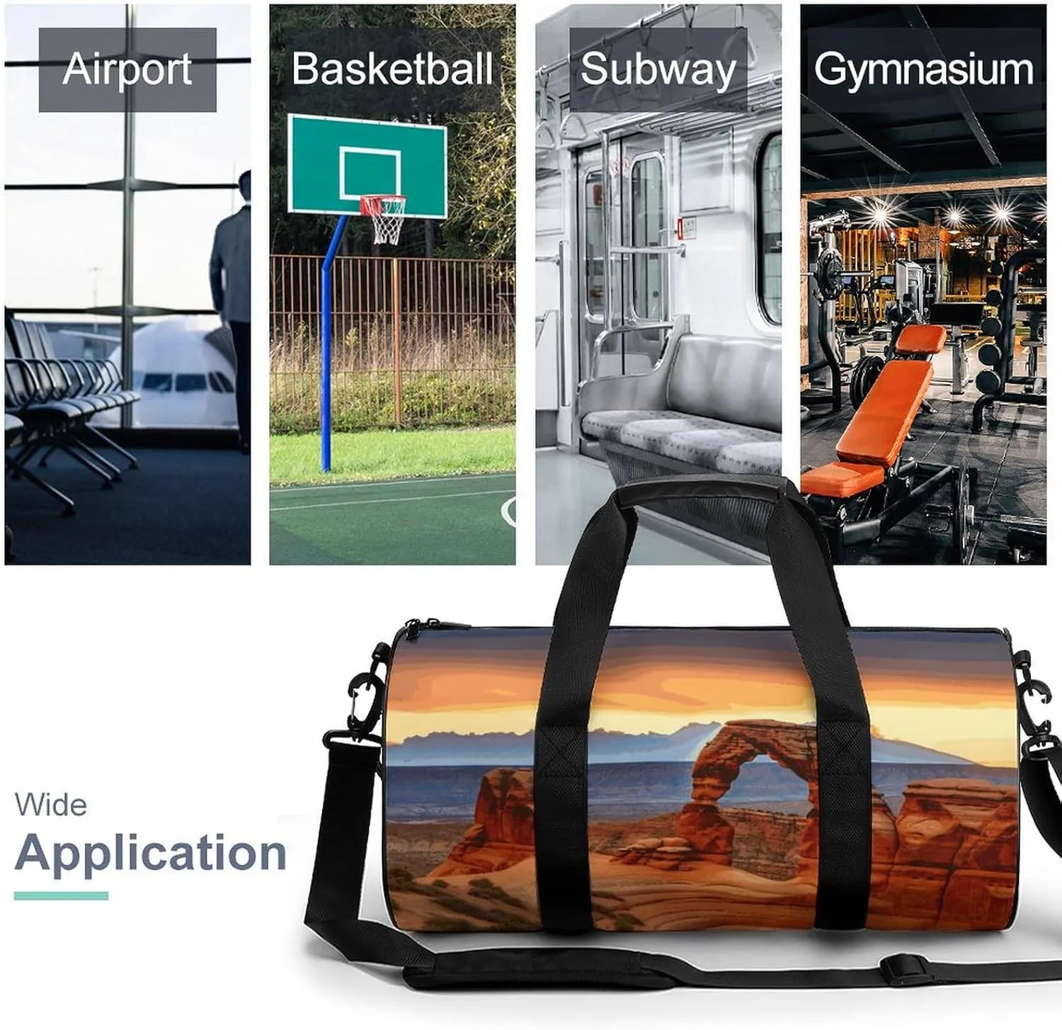 Gym Bags Small Arches National Park Duffel Bag Overnight Bag with Shoe Compartment Carryon Bag for Men Women