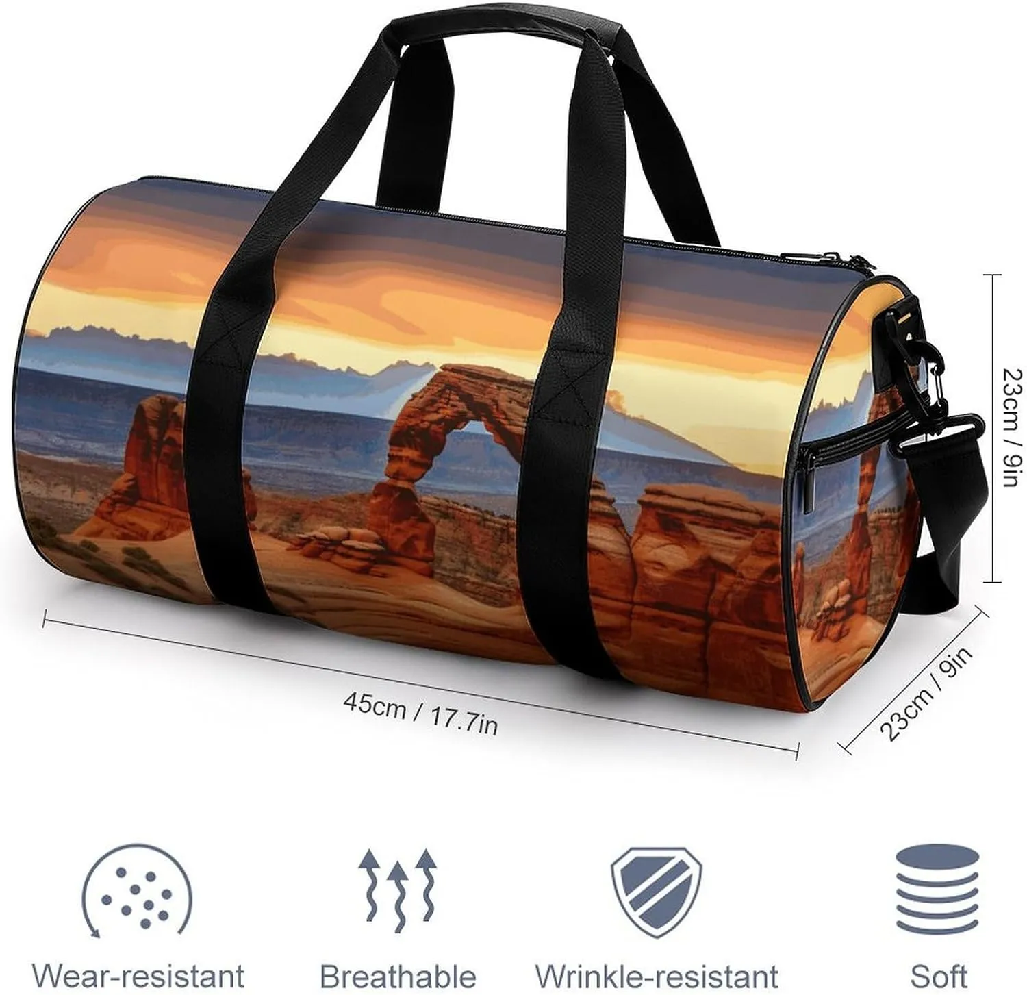 Gym Bags Small Arches National Park Duffel Bag Overnight Bag with Shoe Compartment Carryon Bag for Men Women