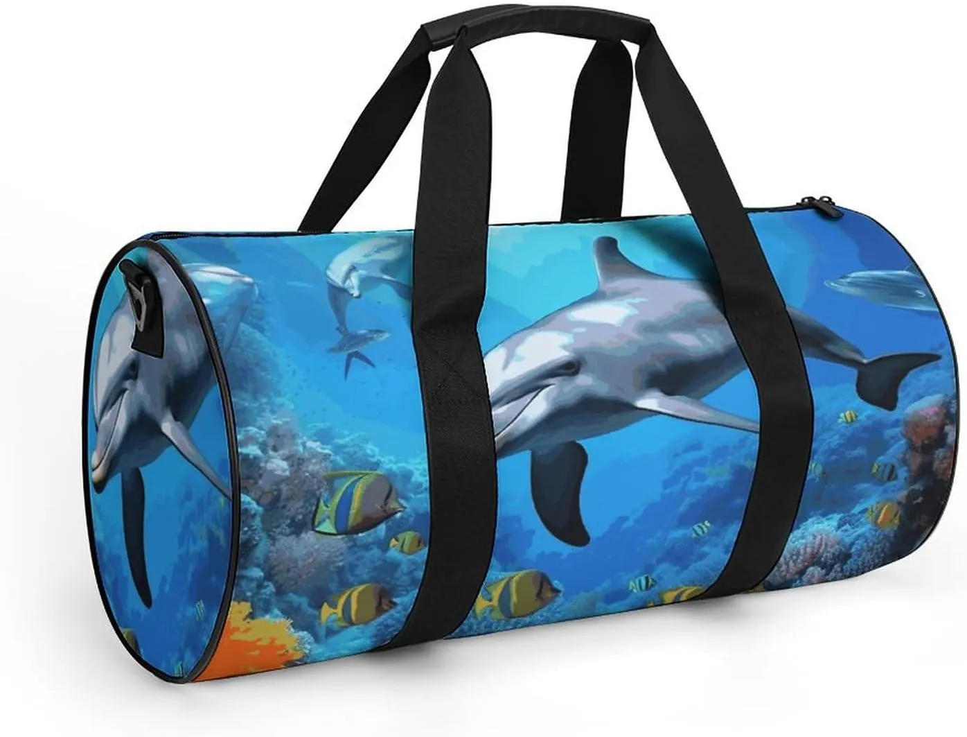 Gym Bags Small Dolphin in The Coral Reef Duffel Bag Overnight Bag with Shoe Compartment Carryon Bag for Men Women