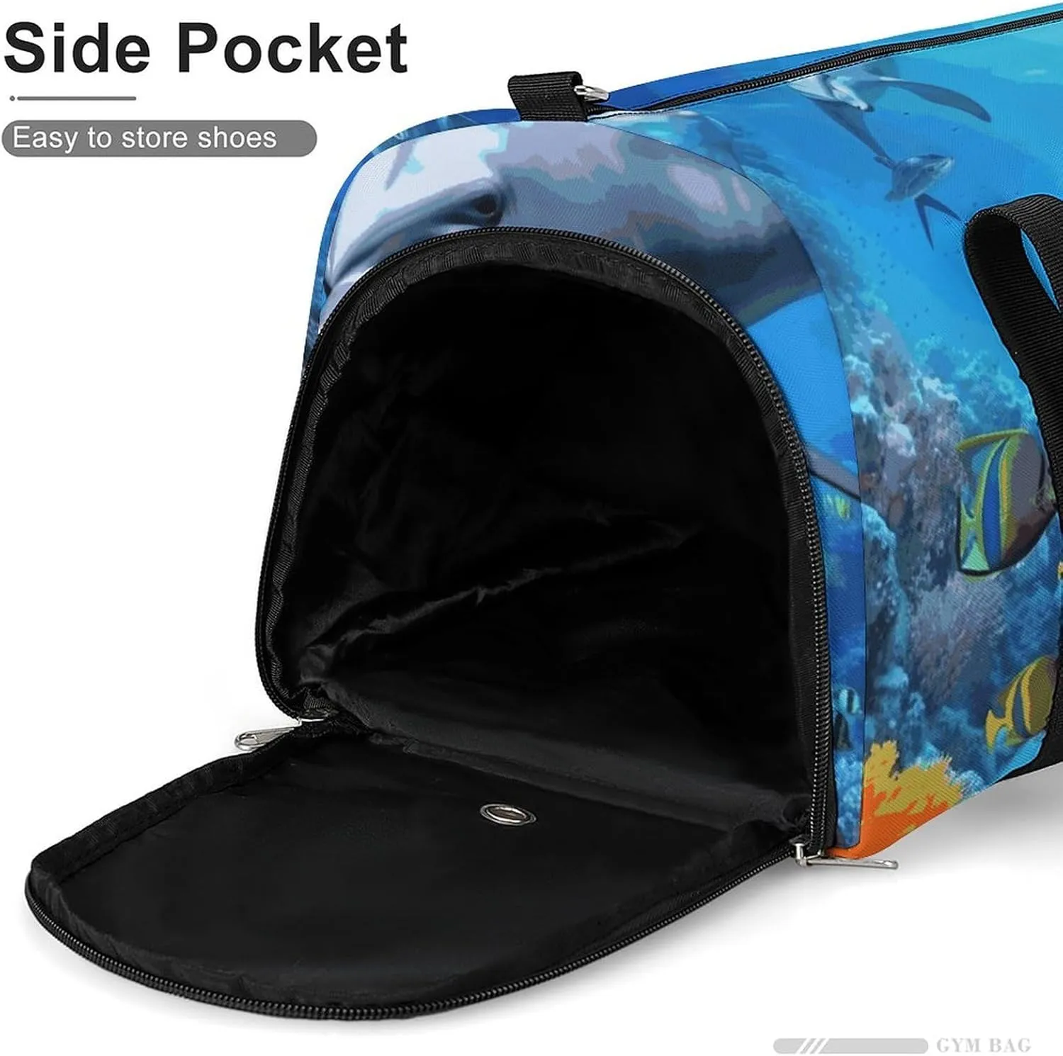 Gym Bags Small Dolphin in The Coral Reef Duffel Bag Overnight Bag with Shoe Compartment Carryon Bag for Men Women