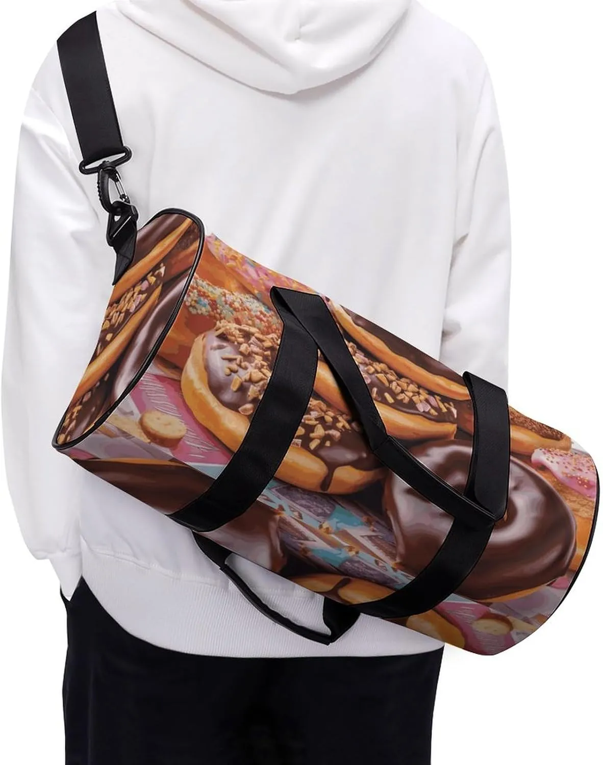 Gym Bags Small Donuts Chocolate Duffel Bag Overnight Bag with Shoe Compartment Carryon Bag for Men Women