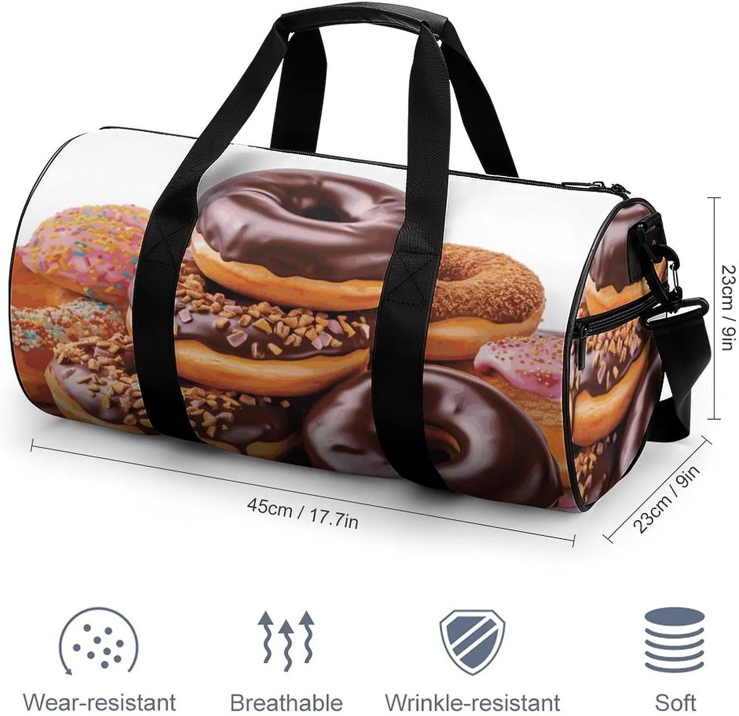 Gym Bags Small Donuts Chocolate Duffel Bag Overnight Bag with Shoe Compartment Carryon Bag for Men Women