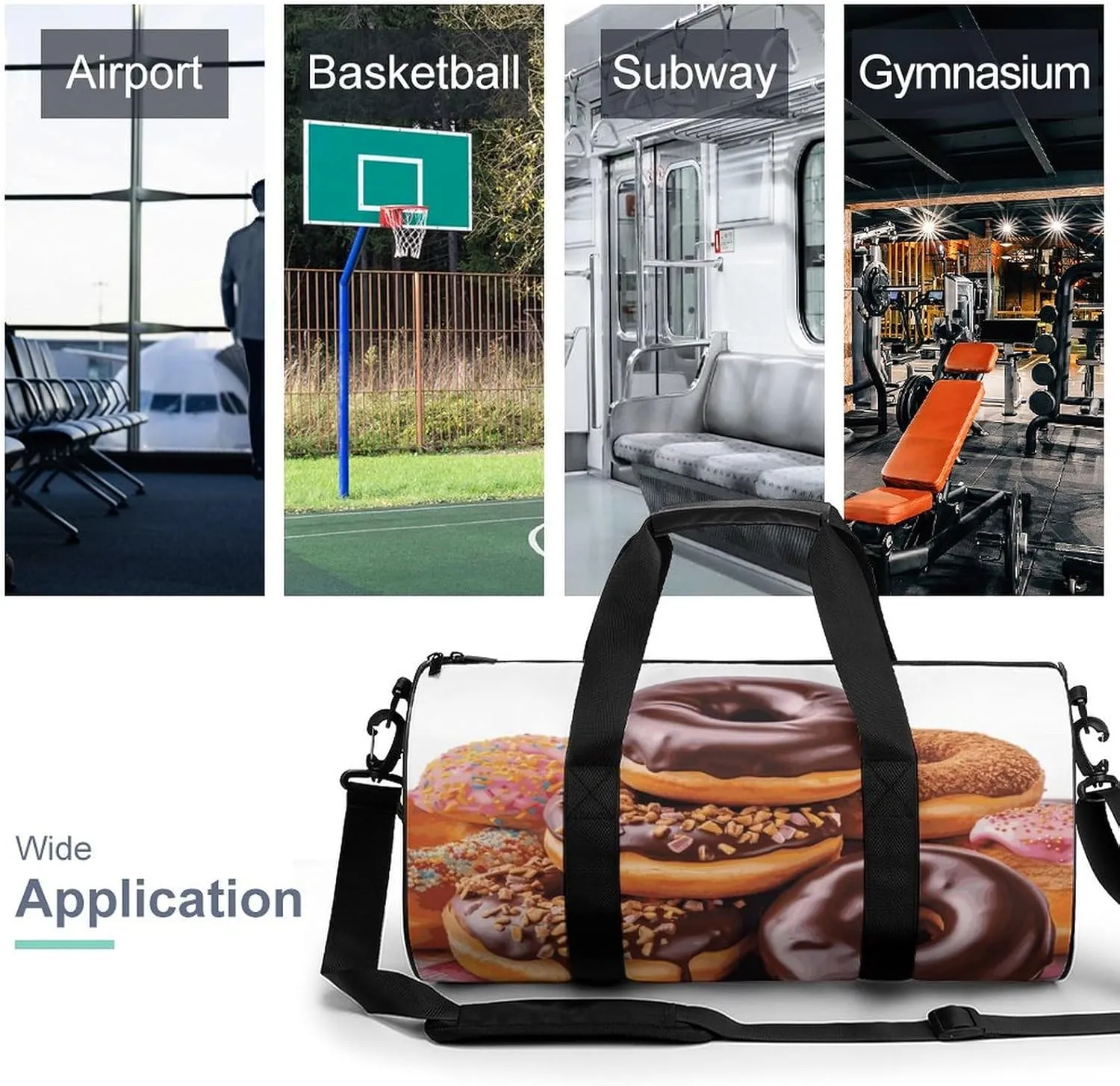 Gym Bags Small Donuts Chocolate Duffel Bag Overnight Bag with Shoe Compartment Carryon Bag for Men Women