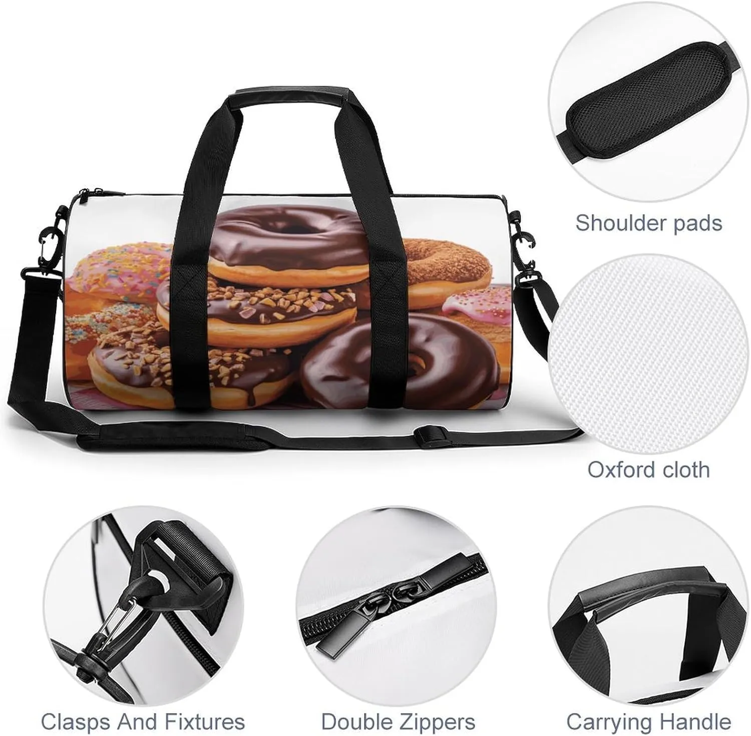Gym Bags Small Donuts Chocolate Duffel Bag Overnight Bag with Shoe Compartment Carryon Bag for Men Women