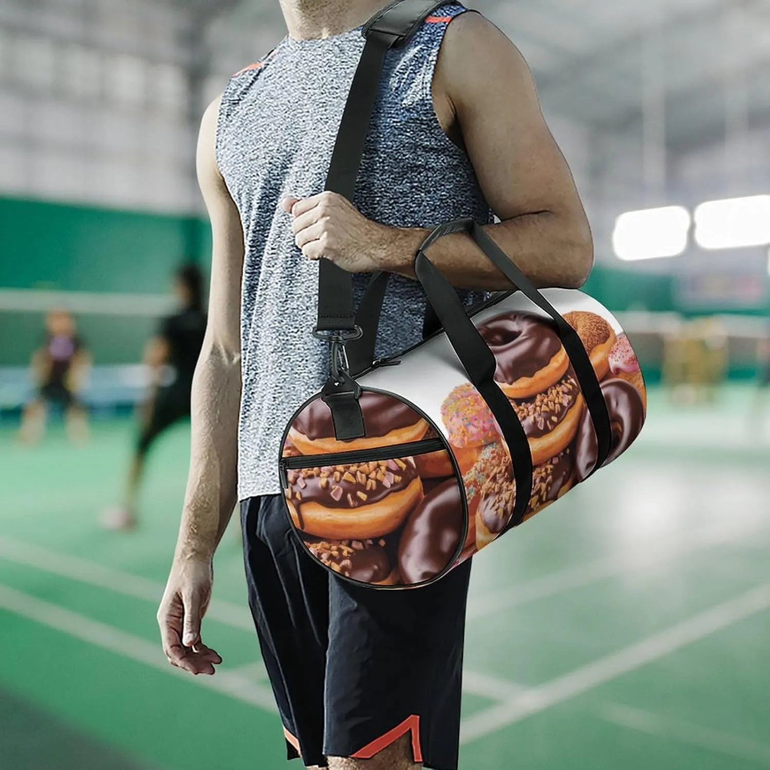Gym Bags Small Donuts Chocolate Duffel Bag Overnight Bag with Shoe Compartment Carryon Bag for Men Women