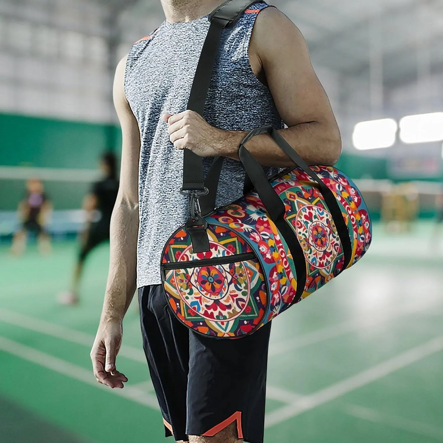 Gym Bags Small Mexican Folk Art Boho Duffel Bag Overnight Bag with Shoe Compartment Carryon Bag for Men Women