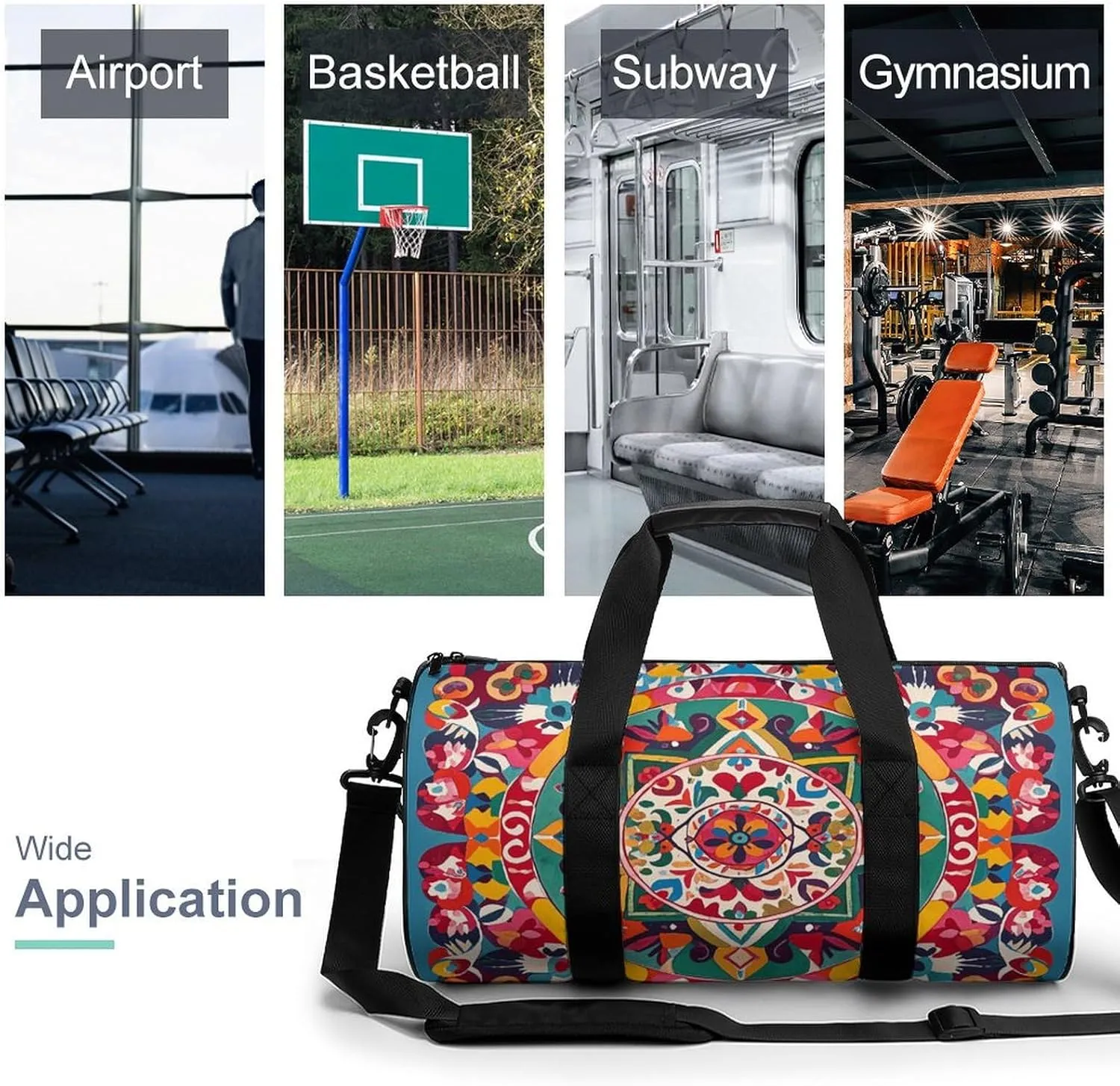 Gym Bags Small Mexican Folk Art Boho Duffel Bag Overnight Bag with Shoe Compartment Carryon Bag for Men Women