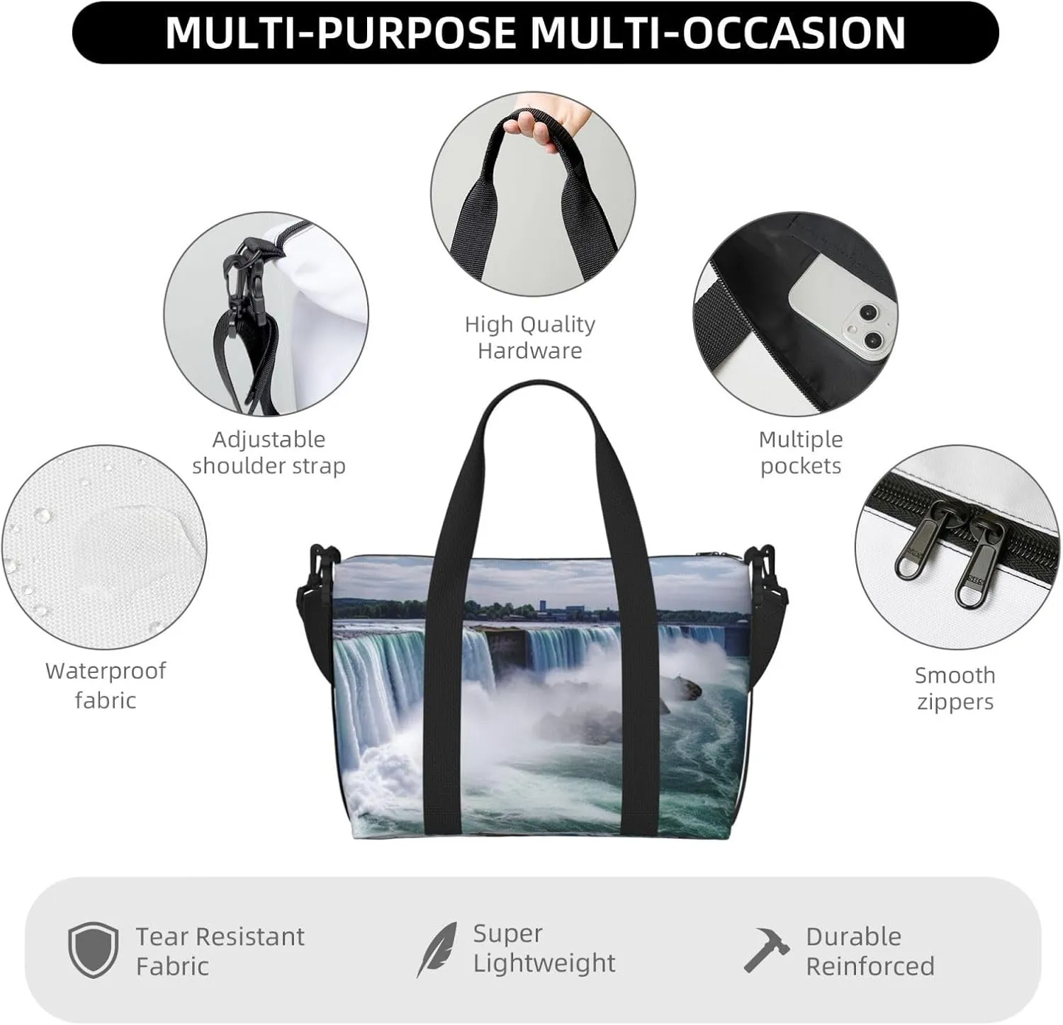 Gym Bags Small Niagara Falls Duffel Bag Overnight Bag with Shoe Compartment Carryon Bag for Men Women