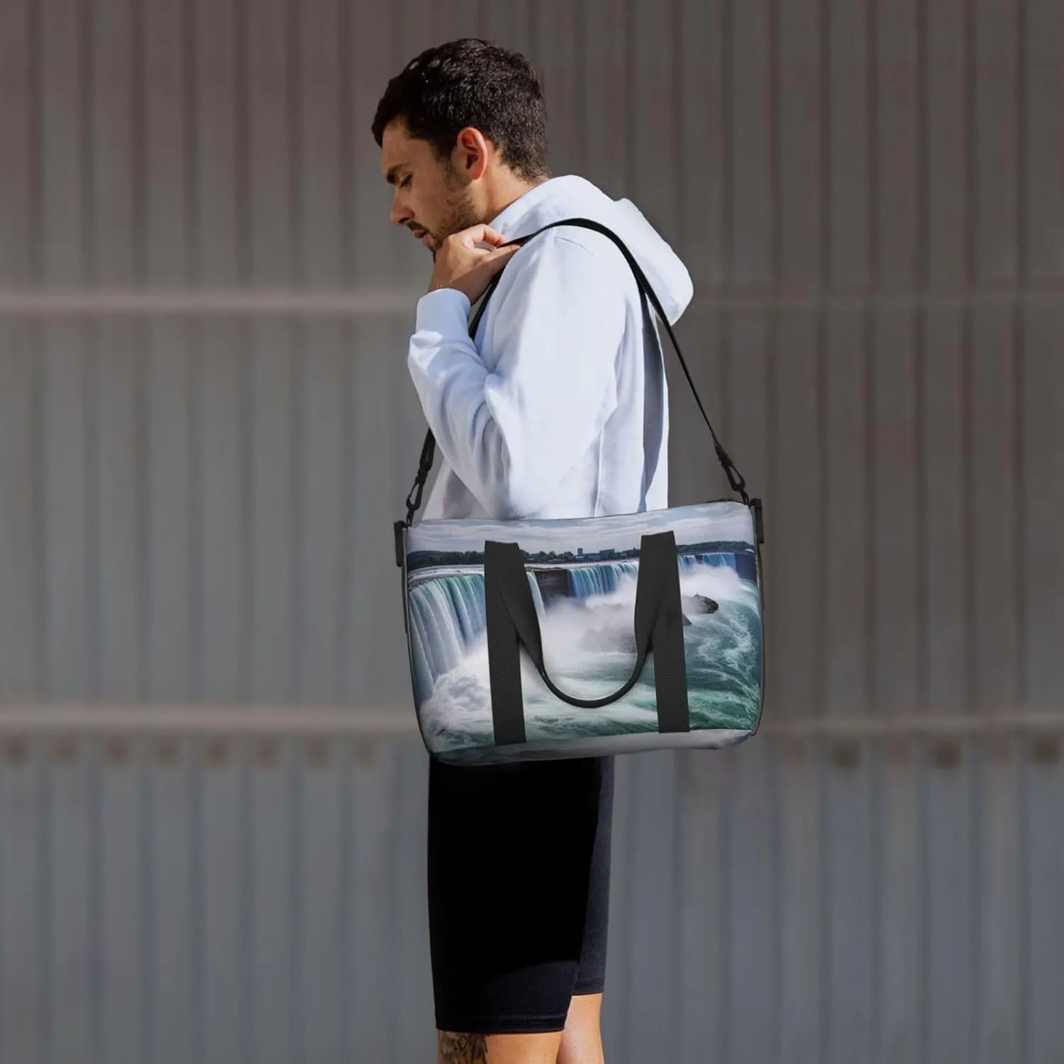 Gym Bags Small Niagara Falls Duffel Bag Overnight Bag with Shoe Compartment Carryon Bag for Men Women