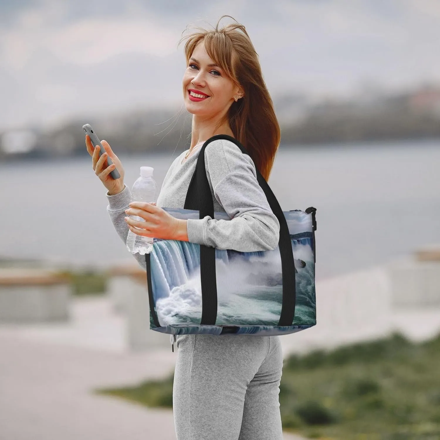 Gym Bags Small Niagara Falls Duffel Bag Overnight Bag with Shoe Compartment Carryon Bag for Men Women