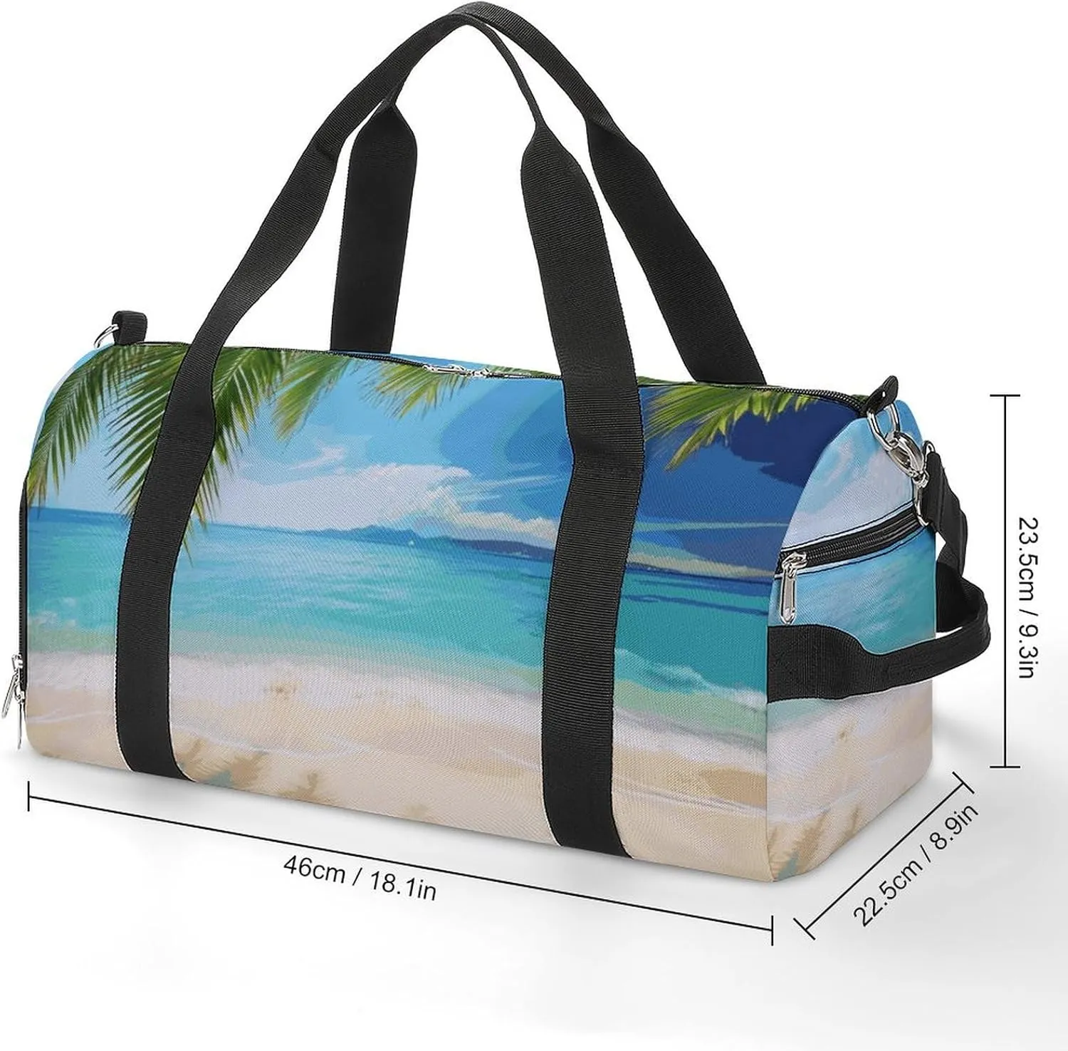 Gym Bags Small Ocean Sea Beach Palm Leaves Duffel Bag Overnight Bag with Shoe Compartment Carryon Bag for Men Women