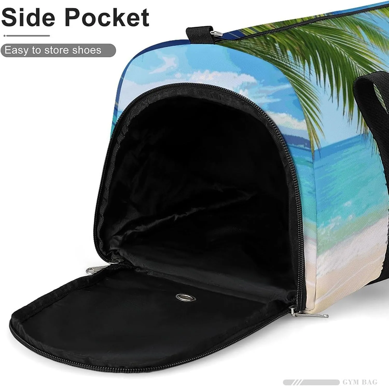 Gym Bags Small Ocean Sea Beach Palm Leaves Duffel Bag Overnight Bag with Shoe Compartment Carryon Bag for Men Women