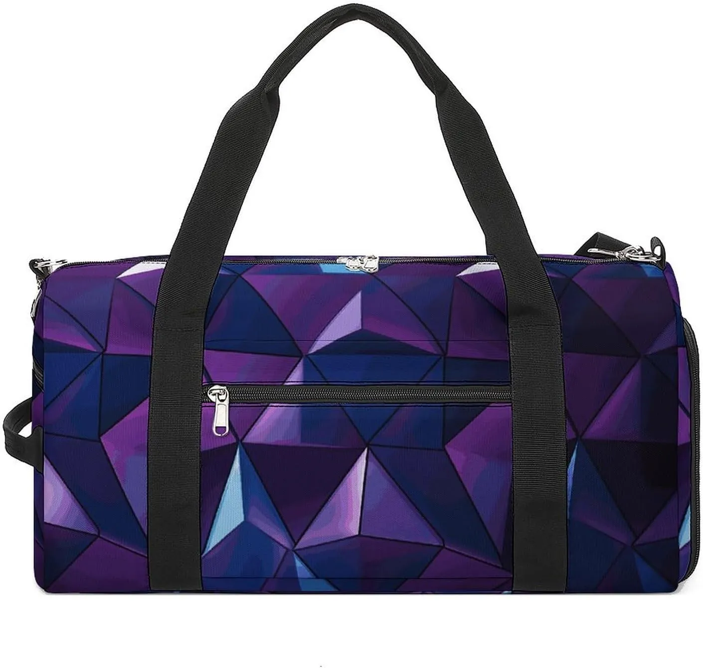 Gym Bags Small Purple Geometric Duffel Bag Overnight Bag with Shoe Compartment Carryon Bag for Men Women