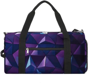 Gym Bags Small Purple Geometric Duffel Bag Overnight Bag with Shoe Compartment Carryon Bag for Men Women