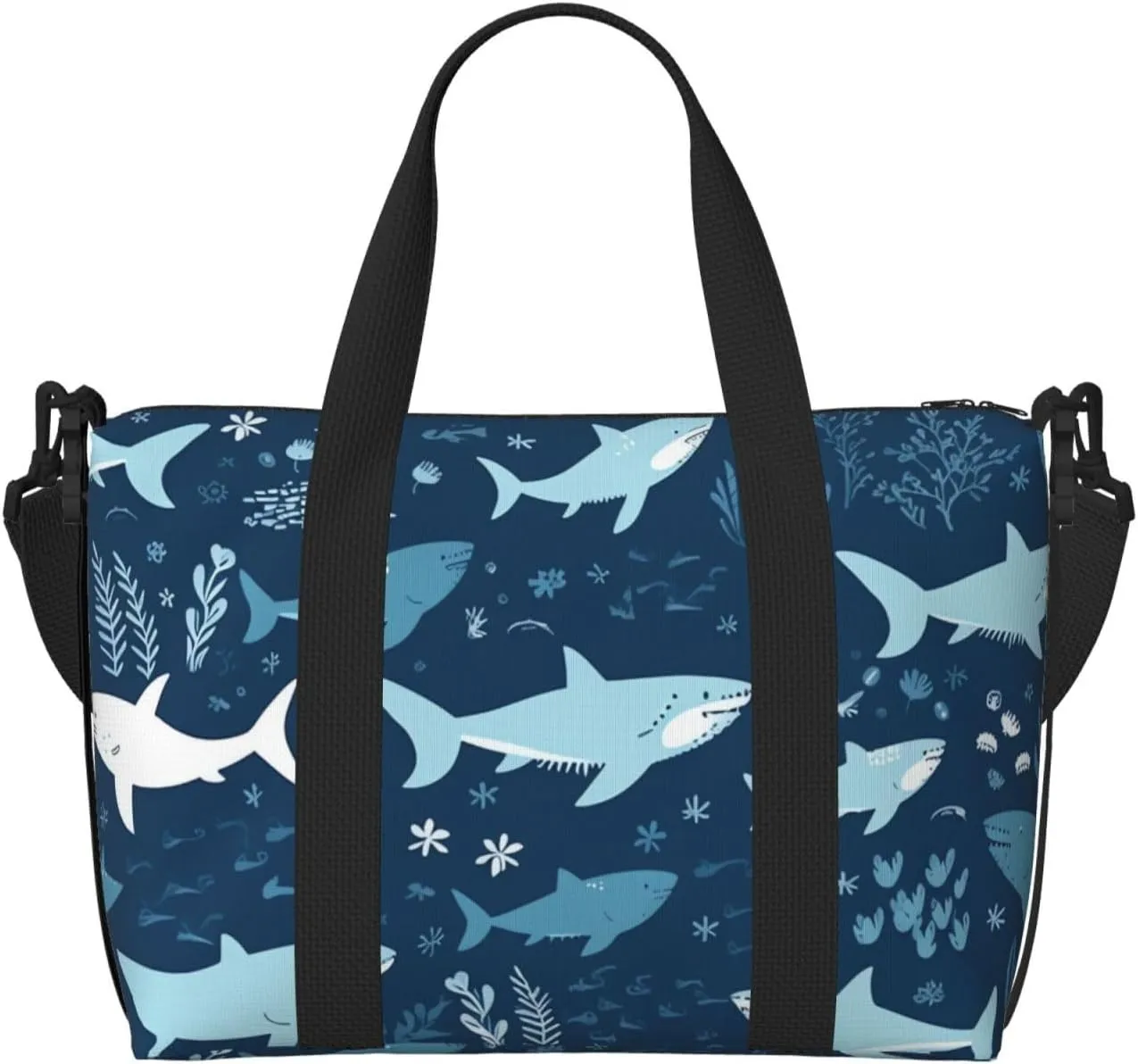Gym Bags Small Sharks Duffel Bag Overnight Bag with Shoe Compartment Carryon Bag for Men Women