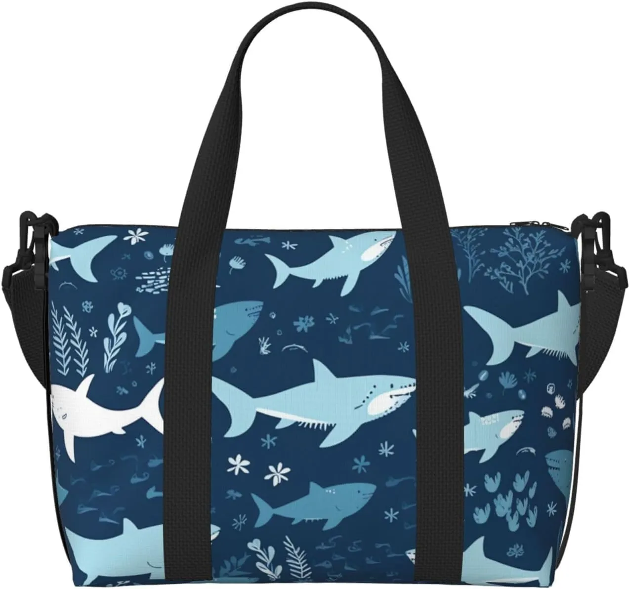 Gym Bags Small Sharks Duffel Bag Overnight Bag with Shoe Compartment Carryon Bag for Men Women