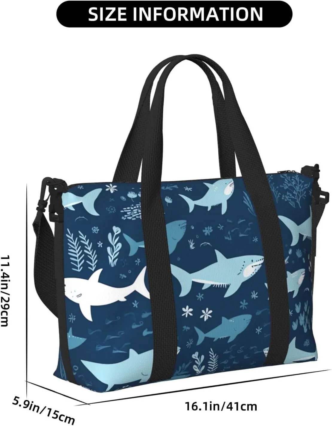 Gym Bags Small Sharks Duffel Bag Overnight Bag with Shoe Compartment Carryon Bag for Men Women