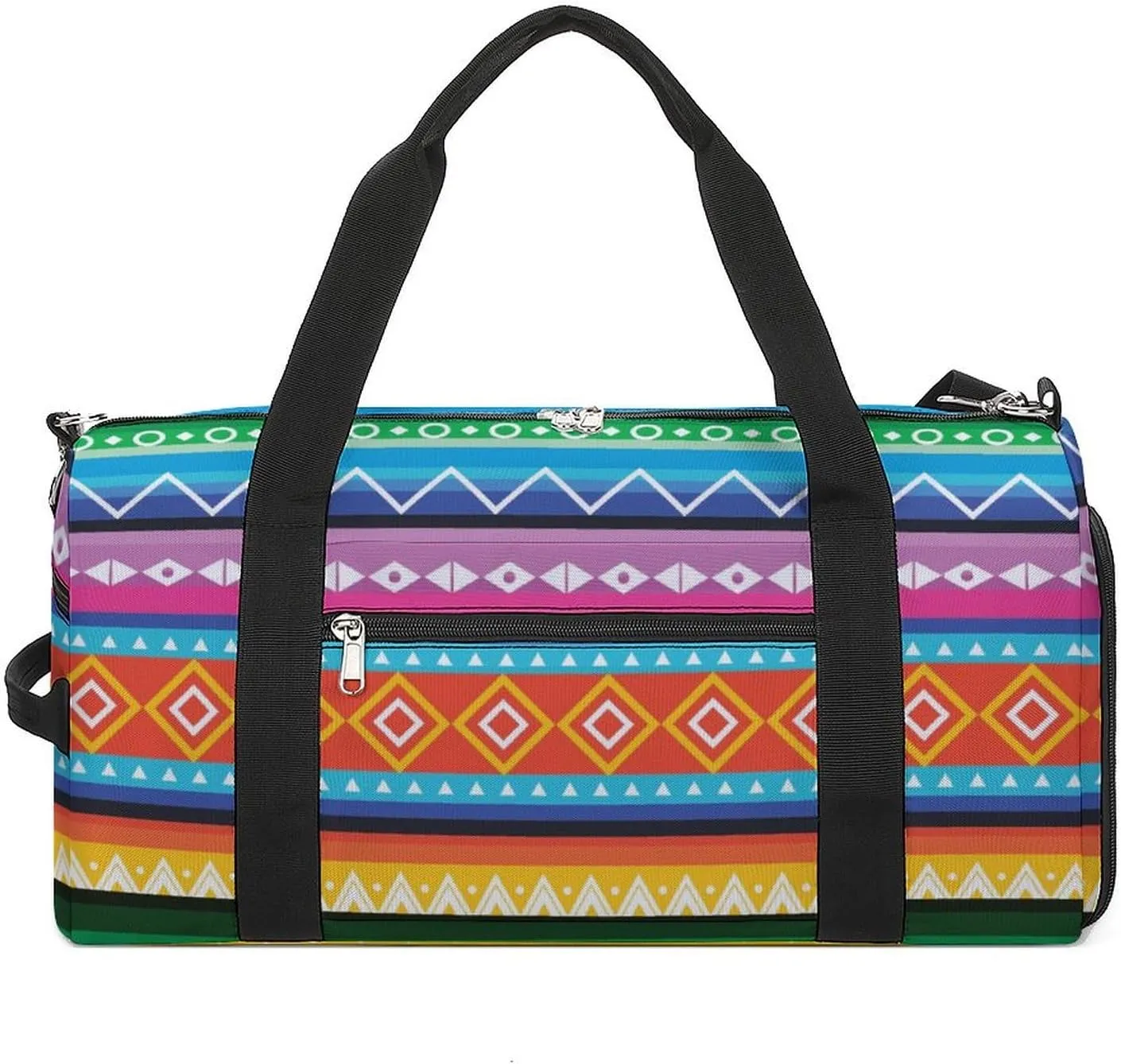 Gym Duffel Bag with Shoe Compartment Wet Pocket, Colorful Peruvian Pattern Travel Bag for Men Women