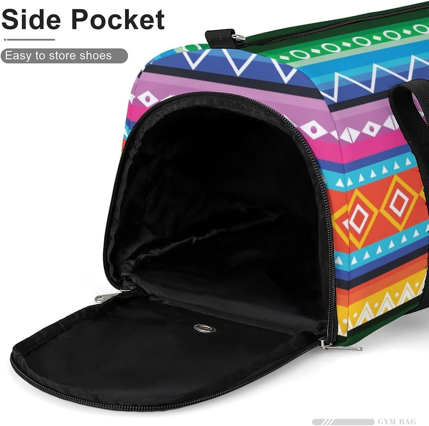 Gym Duffel Bag with Shoe Compartment Wet Pocket, Colorful Peruvian Pattern Travel Bag for Men Women