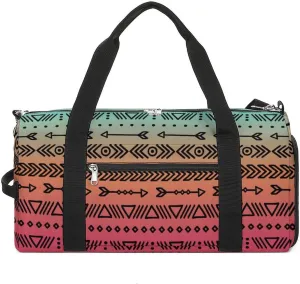 Gym Duffel Bag with Shoe Compartment Wet Pocket, Geometric Ethnic Boho Stripes Travel Bag for Men Women, style