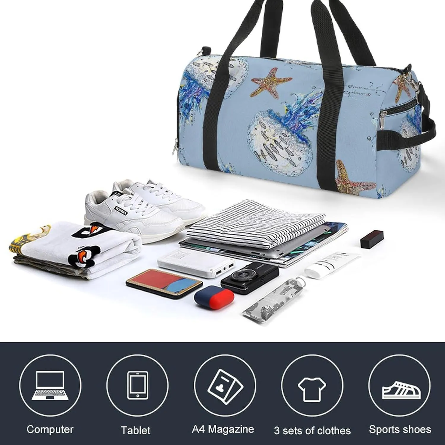 Gym Duffel Bag with Shoe Compartment Wet Pocket, Marines-texture Travel Bag for Men Women, style-3