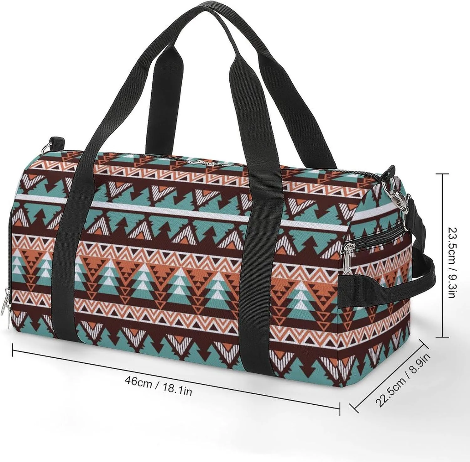 Gym Duffel Bag with Shoe Compartment Wet Pocket, Native American Pattern Travel Bag for Men Women
